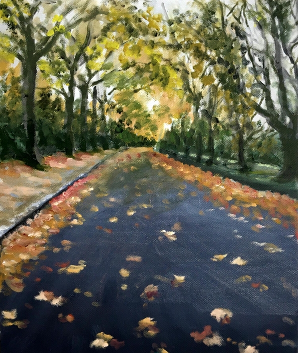 Autumn Walk 2020. 12"x10” (31x25cm) Oil/canvas - £400