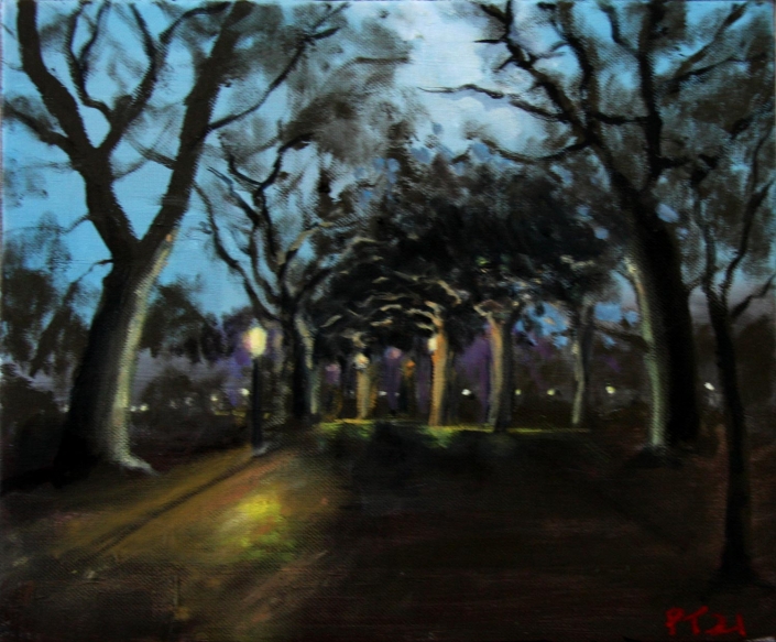 Night Lights 10"x12” Oil/canvas (Private collection)