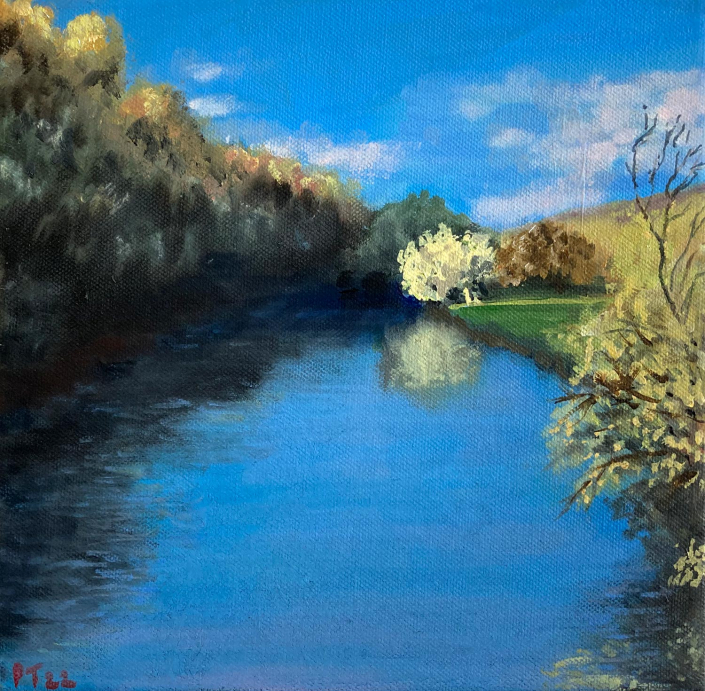 The Blackwater below Lismore Castle 10"x10” Oil on canvas - £350