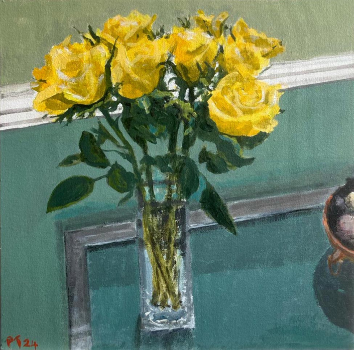 Yellow Roses. 30x30cm Acrylic on canvas - £350