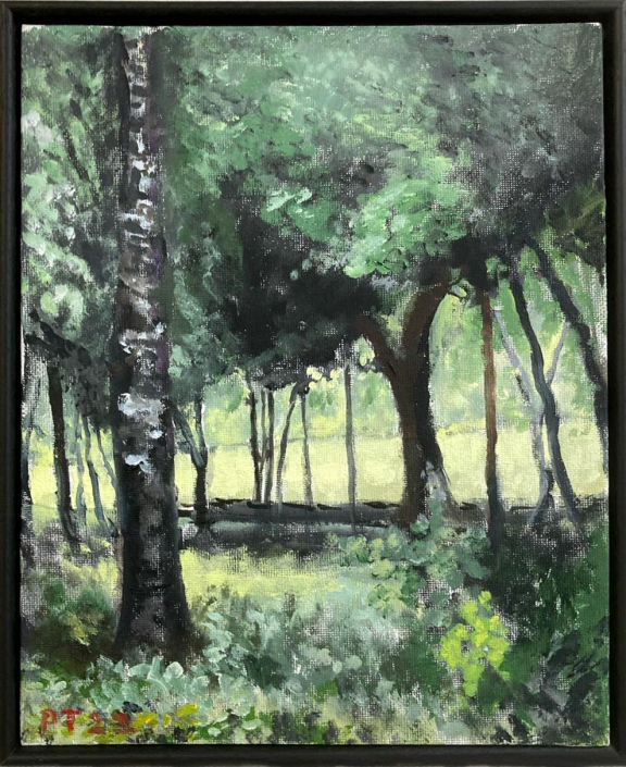 Trees from my back door, Ireland. Oil on board - (Private collection)